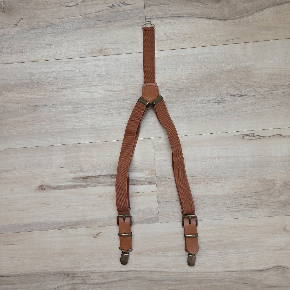 🩷Kids Faux Leather Vintage Style Suspenders in Cognac